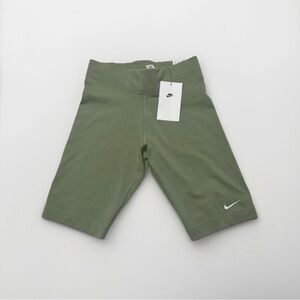 Nike Kids Olive Bike Shorts with White Swoosh